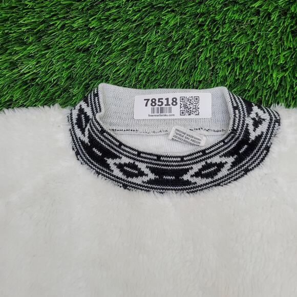 Vintage Parrinello Tribal Fuzzy Sweatshirt Womens XL 24x23 Raglan Boxy Baggy - Picture 2 of 9